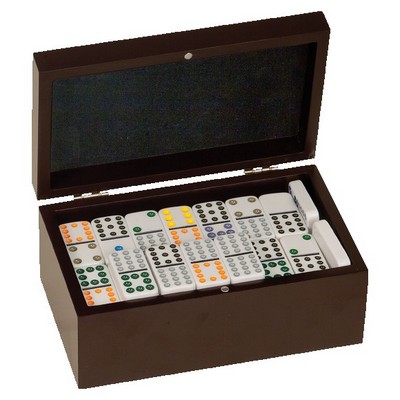 Rosewood Finish Double Twelves Dominos Set w/91 Dominos