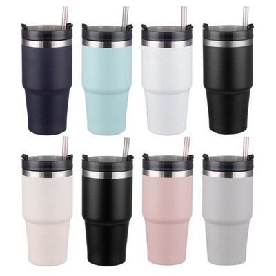 20 Oz. Double Wall Stainless Steel Vacuum Mug with Straw