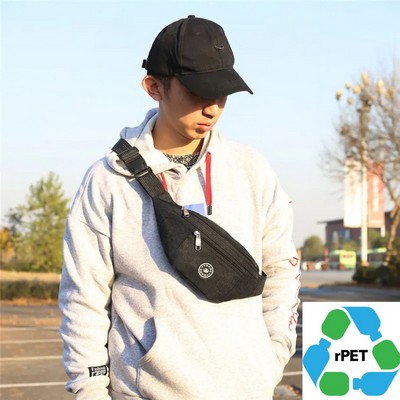 3 Zipper Waist Bag rPET Recycled 600D Polyester Fanny Pack (13.4" x 6")