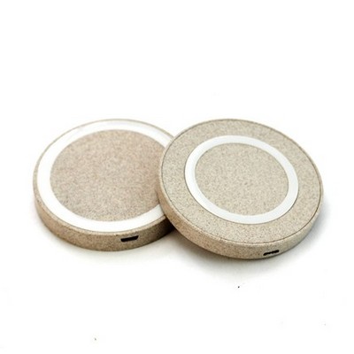 10W Round Wheat Straw Wireless Charger