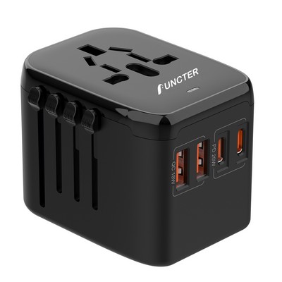 PD 20W + QC 18W CC Universal Travel Adapter W/2 USB Ports & 2 Type C Ports