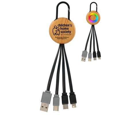 Bamboo Pattern Clip Dual Input 3 In 1 Charging Cable