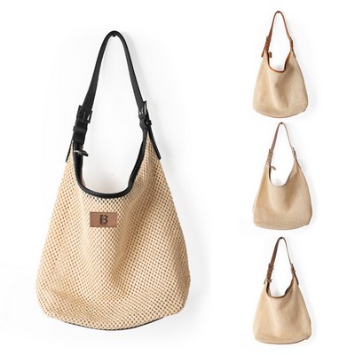 Straw summer large capacity shoulder tote bag