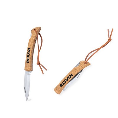 Foldable Cork Handle Knife Camping Tool