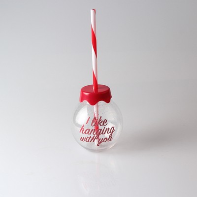 14oz Plastic Christmas Ornaments Cup with Straw