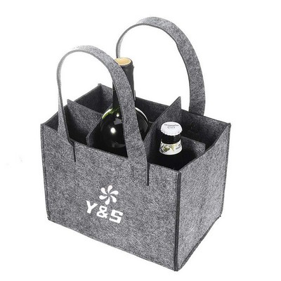 6 Pockets Felt Bottle Tote Bag