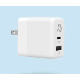 Nimble WALLY Duo 32W USB-C USB-A Dual Wall Charger - White