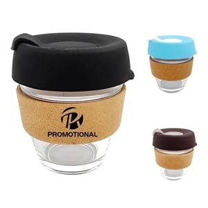 Reusable Glass Coffee Cup Travel Mug with Brew Cork Band