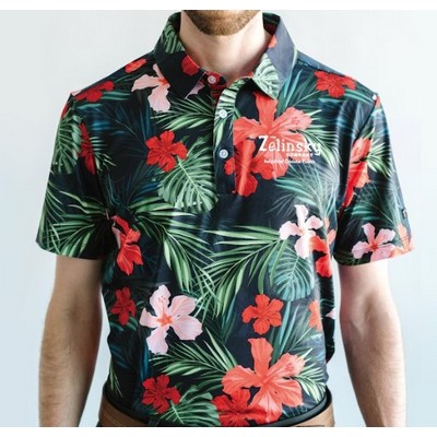 Men's Golf Polo - Jungle Hibiscus