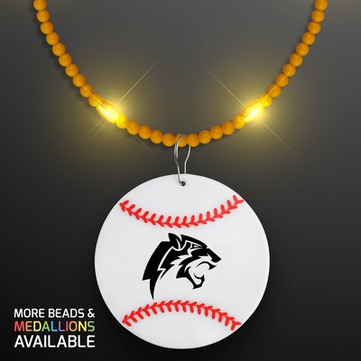 Still-Light Yellow Beads with Baseball Medallion - Domestic Print