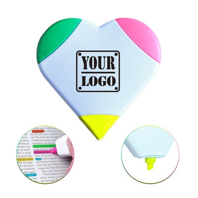 Heart-shaped 3 Colors Highlighter Pen