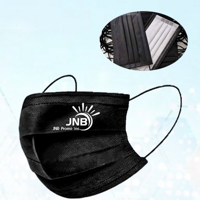 Black Non-Woven 3-Ply Disposable Masks