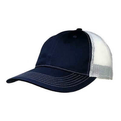 Big Size Navy/White Low Profile Unstructured Mesh cap