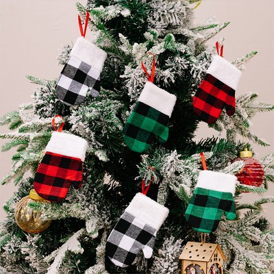 Mitten Plaid Holiday Ornament Set (2 PCS)