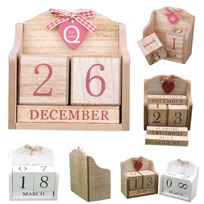 Wood Cube Desktop Calendar