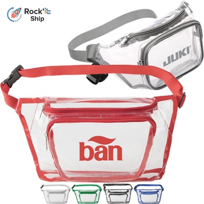 Rock'it 3-Day Clear Fanny Pack w/ Two Zipper Pockets Transparent PVC Bag