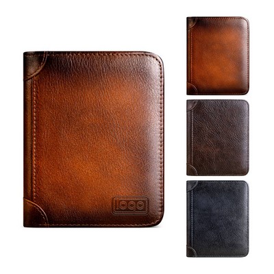 Anti-theft ultra-thin top layer cowhide genuine leather Wallets