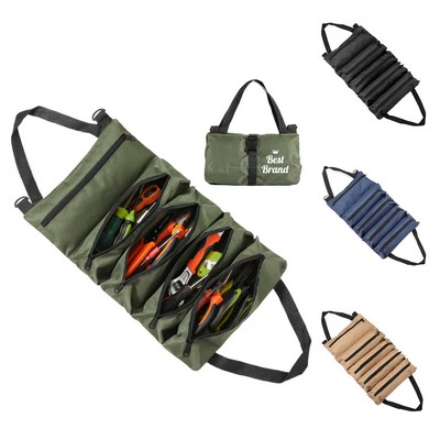 Car Back Roll Up Tool Bag with 5 Zippered Pockets