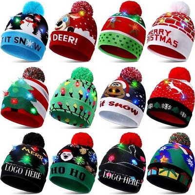 Fashion Christmas Party Knitted Hat W/ LED Lights