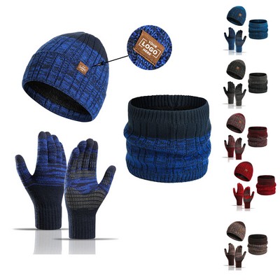 Unisex Winter Knit Hat Scarf and Gloves Set