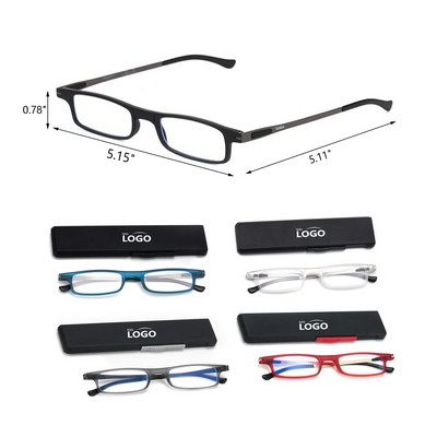 Ultra Thin TR90 Blue Light Blocking Folding Reading Glasses +1.5 For Women Men with Case