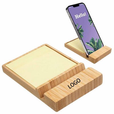 Bamboo Wood Mobile Phone Stand with Post it Note Holder