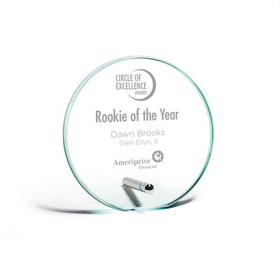 Jade Glass Circle Award with Peg Stand