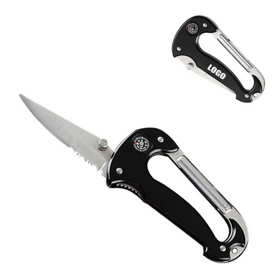 Carabiner Serrated Knife with Built-in Compass