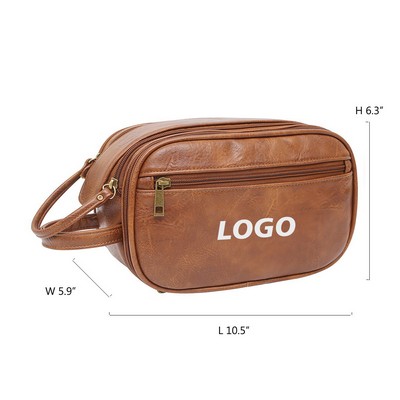 Pu Leather 3-Layers Toiletry Bag