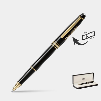 MONTBLANC® Classique Luxury Rollerball Black and Gold Trim Pen w/ Gift Box