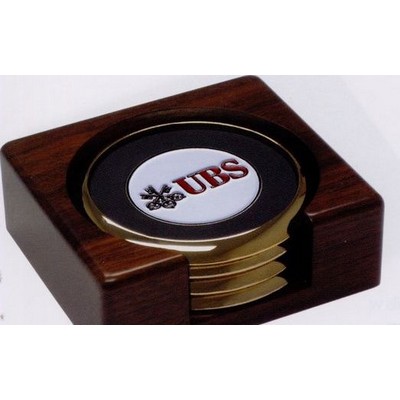 Solid Walnut Holder w/ 4 Coasters & Gift Box