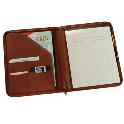 Leather Zip Around Writing Padfolio (13"x10 1/2"x1")