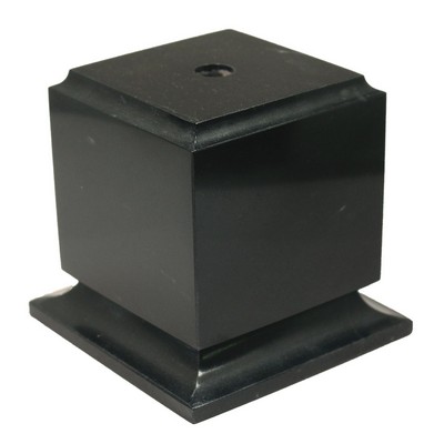 Jet Black Cube Marble Base w/Counter Sunk Hole (4¼"x4"x4¼")