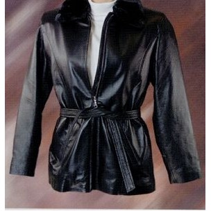 High Quality Soft Nappa 3/4 Length Leather Jacket with Fur Collar