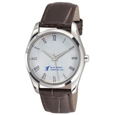 ABelle Promotional Berkeley Men's Silver Watch w/ Leather Strap