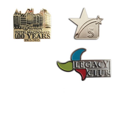 Custom Deluxe Sandblasted Brass Die Struck Lapel Pin w/Polished Finish (1 1/2")