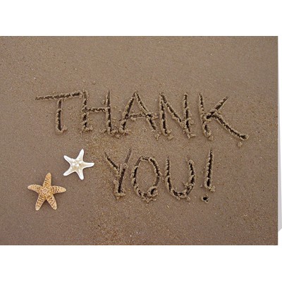 Sand Writing Thank You Note