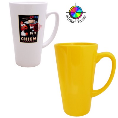 15 Oz. Vitrified Lemon Yellow Cafe Latte Mug - 4 Color Process