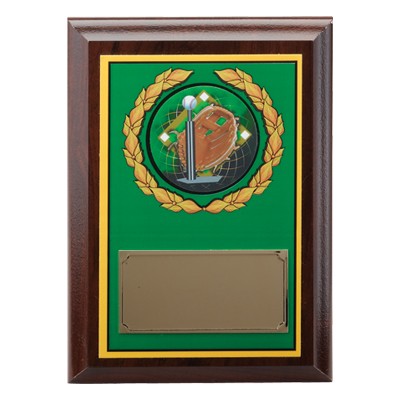 Green Digital Photo Plaque w/Gold Plate & Takes 2" Mylar Insert (5"x 7")