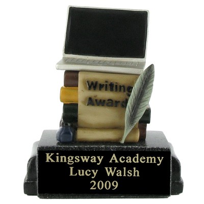 4¾" Writing Award Scholastic Trophy w/Black Plate