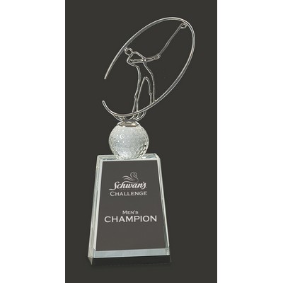 Champion Crystal/Metal Golf Award L - 12'' H