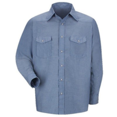 Red Kap™ Men's Long Sleeve Deluxe Western Style Shirt - Light Blue