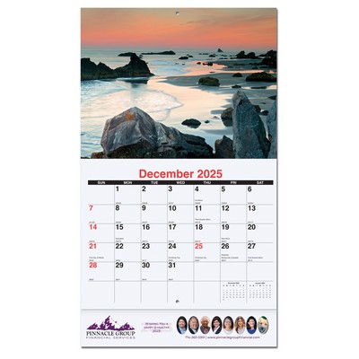 American Coasts Monthly Wall Calendar w/Stapled (10 5/8"x18¼")