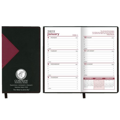 Keystone Series Soft Cover 2 Tone Vinyl Weekly Planner w/o Map / 1 Color