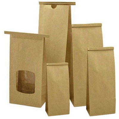 1 Lb. Biodegradable PLA Lined Tin Tie Bag w/Window (4¾"x2½"x9½")