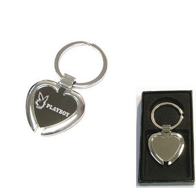 Shiny Chrome Finished Heart Shape Metal Key Holder w/Gift Case