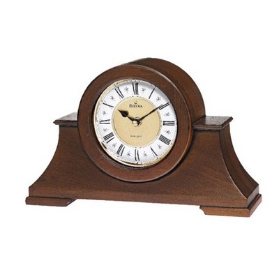 Bulova Cambria Antique Walnut Westminster Melody Clock w/ 2-Tone Metal Dial