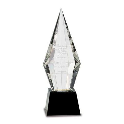 Obelisk Facet Crystal on Black Pedestal Base (11")