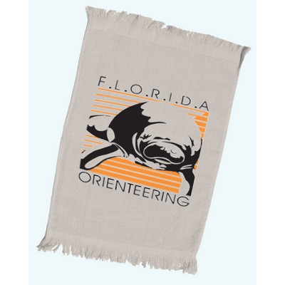 T100 Fingertip Fringed Towel 11x18 Natural - (Printed)