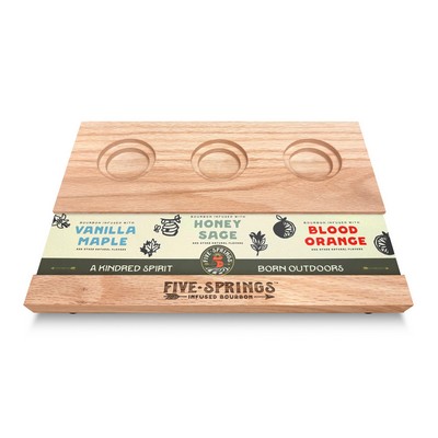 Solid Oak Beverage Flight Board w/Interchangeable Plates For Beverage Description (1.5" & 2" Routs)